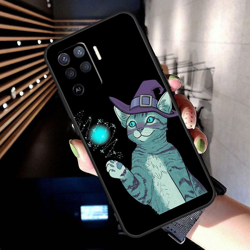 Magic Cat The Witches Case For Oppo A38 A18 A78 A98 A58 A60 A80 A40 A96 A76 A16 A94 A74 A54 A15 A17 A57 A77 A5 Pro