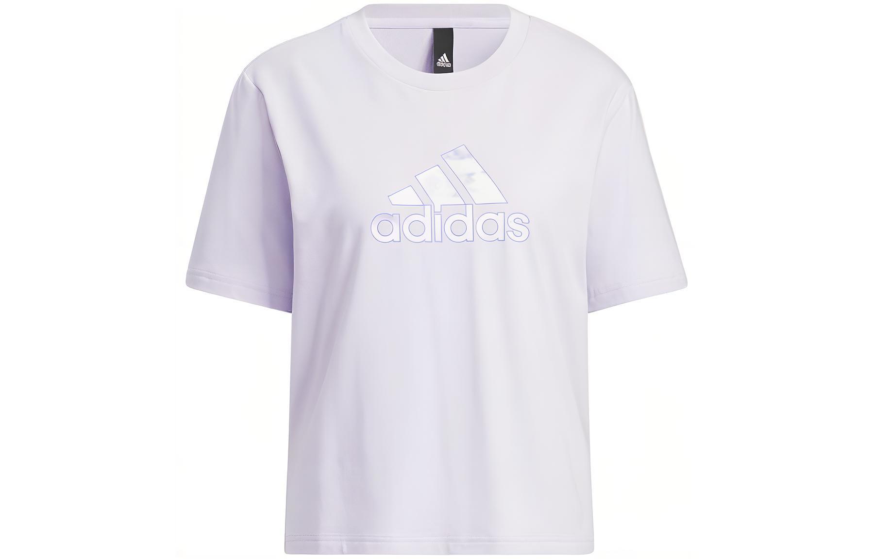 Adidas T Shirts Women s Purple Crew Neck Moderate Straight Fit HI6848 M
