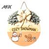 Festive Home Decoration Christmas Wooden Welcome Sign for Front Door, Round Hanging Ornament with Rustic Winter Wreath Artificial Pine Branches & Bow