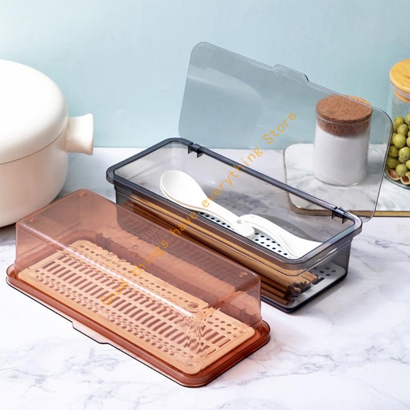 Stylish Kitchenwares Organizers Chopstick Holder With Drain Holes Waterproof Lid Multipurpose Storage Case 55KF
