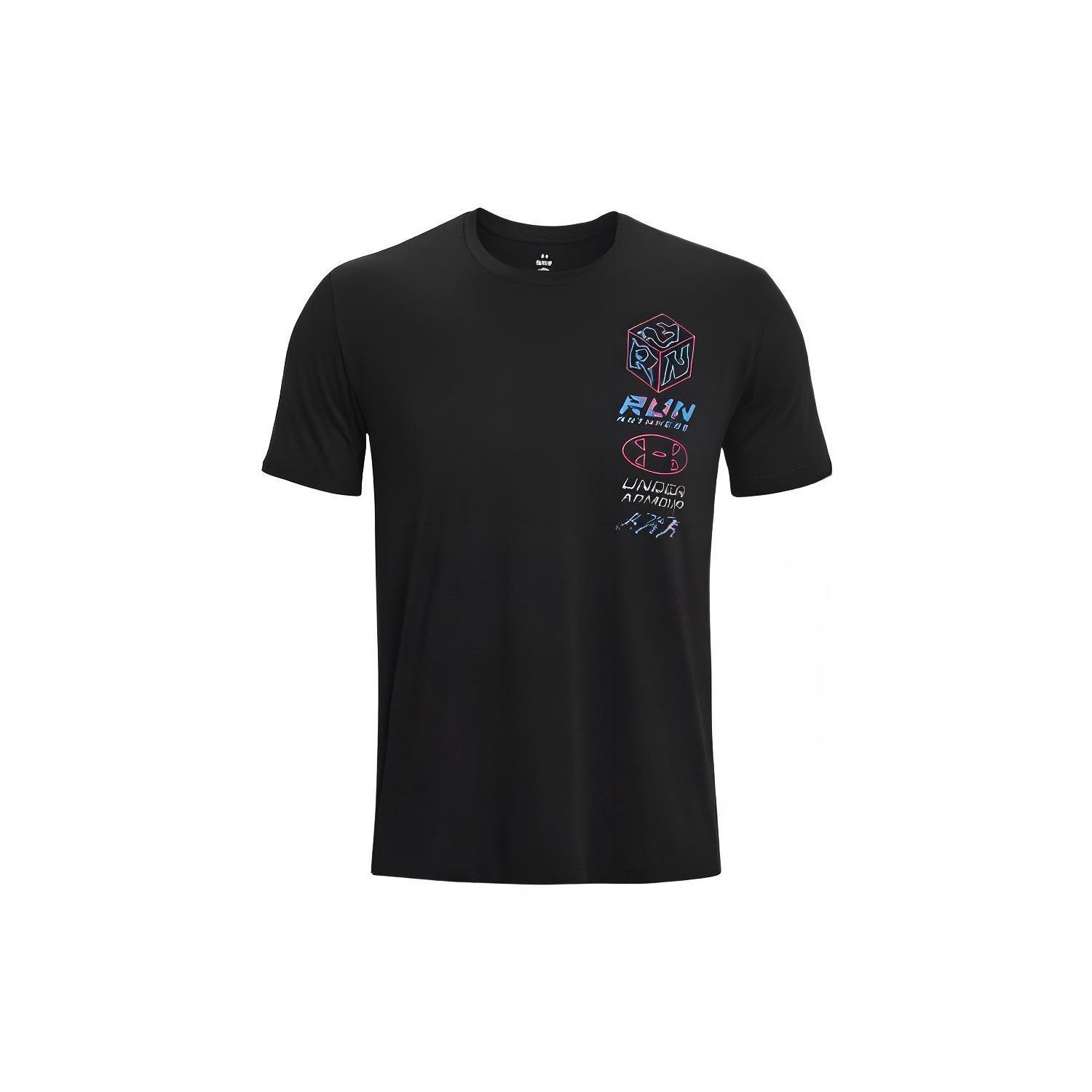 Under Armour Run Anywhere T-Shirt Black Multi Men s 1374424-001 L