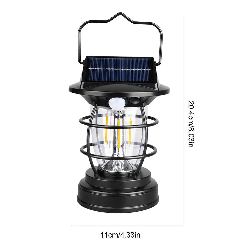 Solar Portable Handheld Vintage Camping Lantern USB Rechargeable Outdoors Tent Light LED Warm Light Night Hiking Fishing Lamp