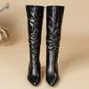 Eilyken 2026 Fashion Square Heels Pointed Toe Women Knee-High Boots Autumn Winter Shoes Punk Style Zipper Long Booties