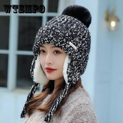 Woolen Hat Women's Winter Warmth and Leisure Plus Velvet Thick Earmuffs Sweet and Versatile Cold-proof Cycling Knitted Lei Feng Hat