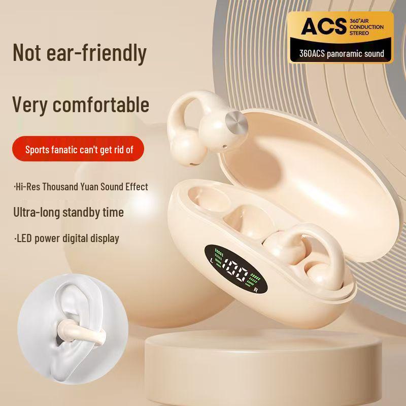 J01J03 True Wireless Ear Clip Bluetooth Earphones with Super Long Battery Life and Open-Type Design