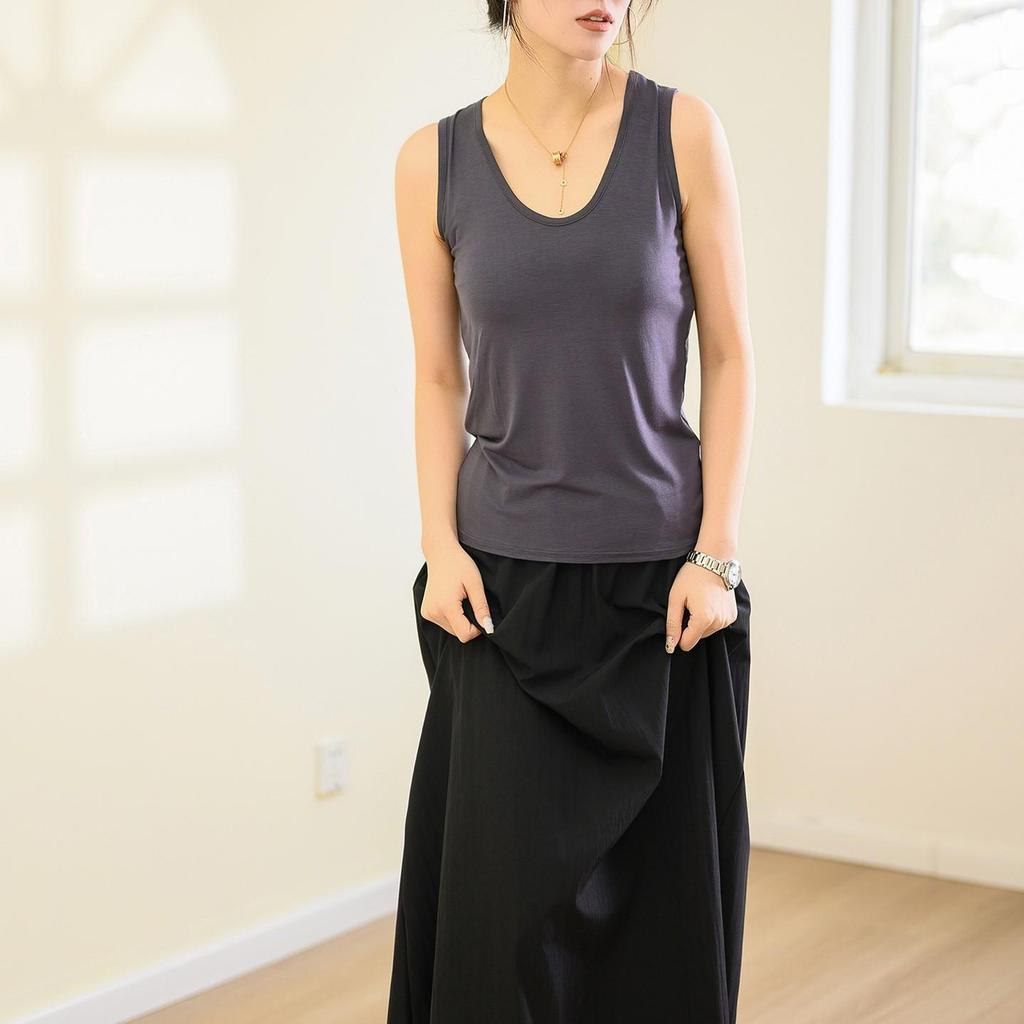 Plus Size L To 6XL Modal Women's Tank Tops U-Neck Summer Thin Sleeveless Bottomed Top Loose Tee Tops All Match Vest Comfort Homewear