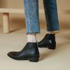 2024 New Autumn Women Boots Pointed Toe Chunky Heel Boots Genuine Leather Shoes for Women Concise Ankle Boots Black Women Shoes