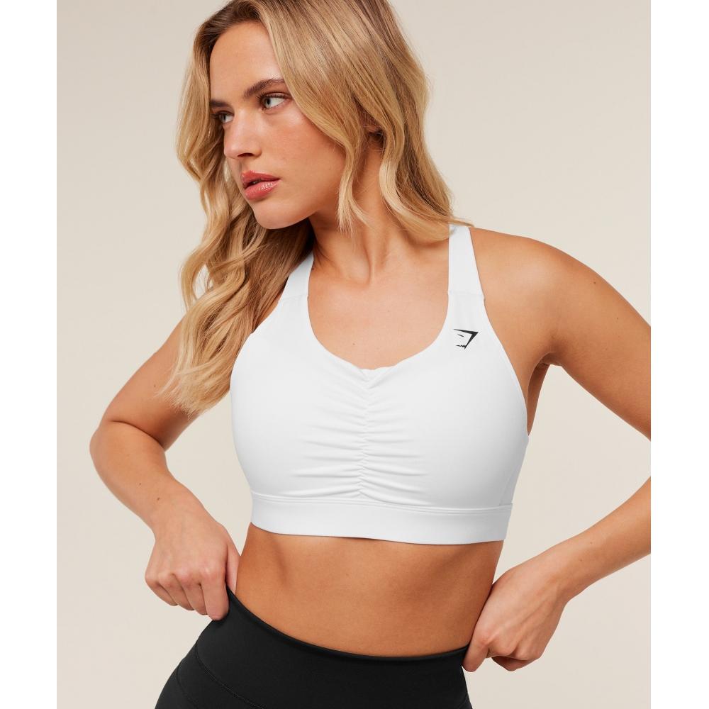 Gymshark High Support Ruched Sports Bra Gs White B5c4q Wb57