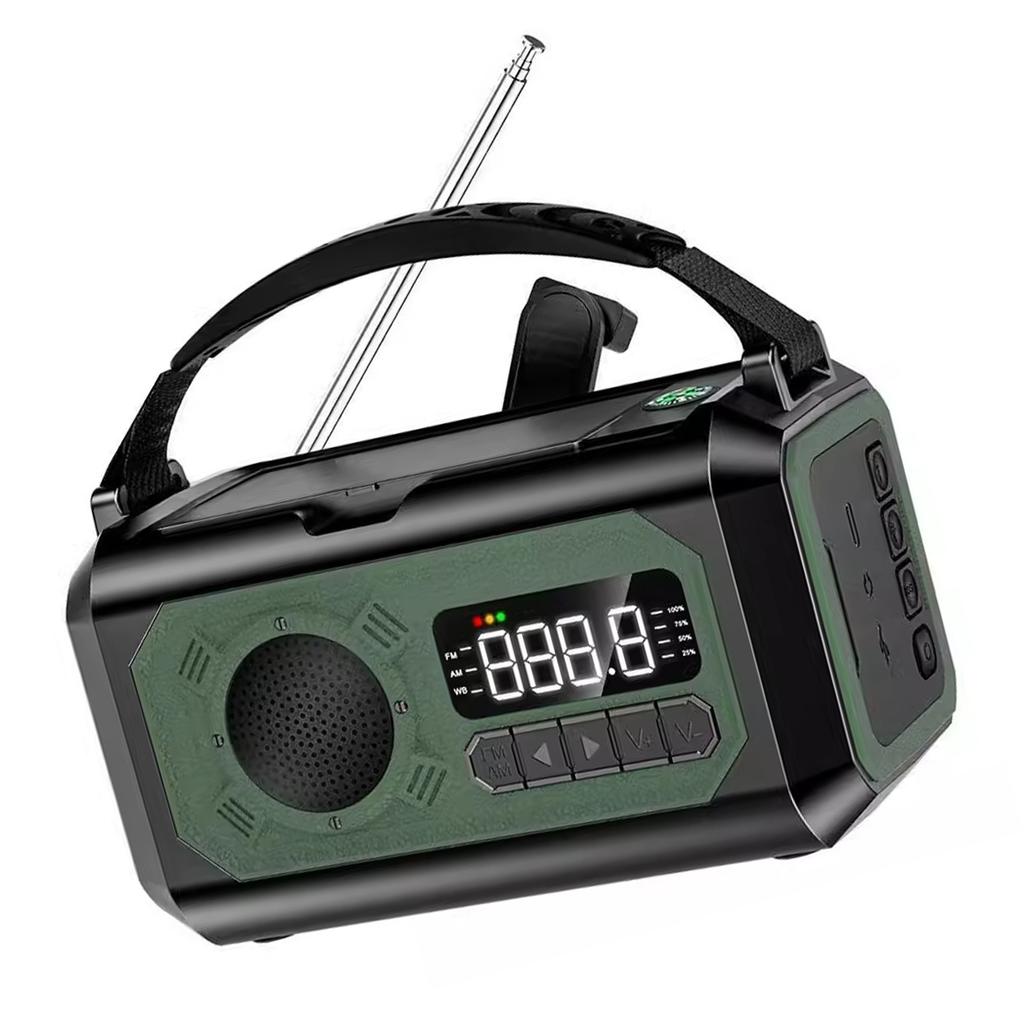Emergency Crank Radio Portable AM FM WB Weather Radio with SOS Alert Hand Crank Solar Power 12000mAh Battery USB