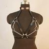 European & American PU Leather Chain Restraint Bralette Harness Belt Ornament