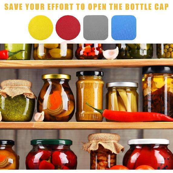 4pcs Jar Gripper Pads, Rubber Jar Gripper Pad Jar Opener Grippers Kitchen Coaster for Elderly Suffering from Children Women Weak Hands, Round