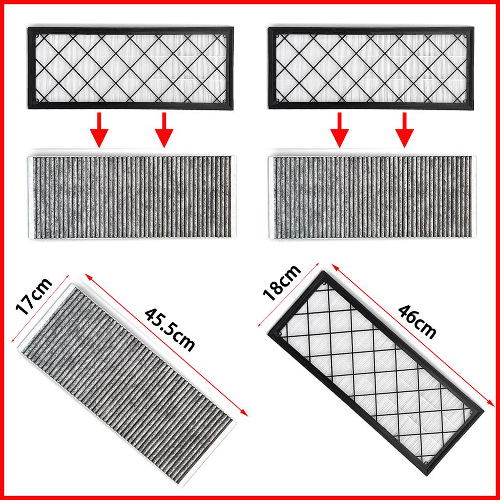 4PCS External Air Conditioning Filter Carbon Cloth Filter Suitable For Tesla Model Y 2020-2024 Activated Carbon Filter Cartridge