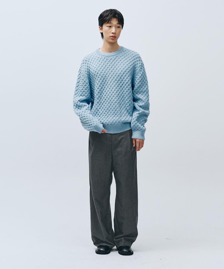 INTEMPOMOOD Croffle Round Neck Knit_Sky Blue