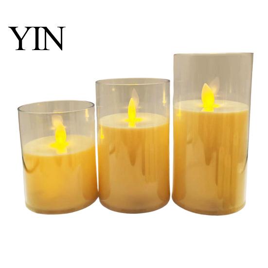 Safe Flameless Candles for Kids Rooms LED Candles, Battery Operated Acrylic Pillar Realistic Wax Flickering Wedding Warm Color Light Party Christmas