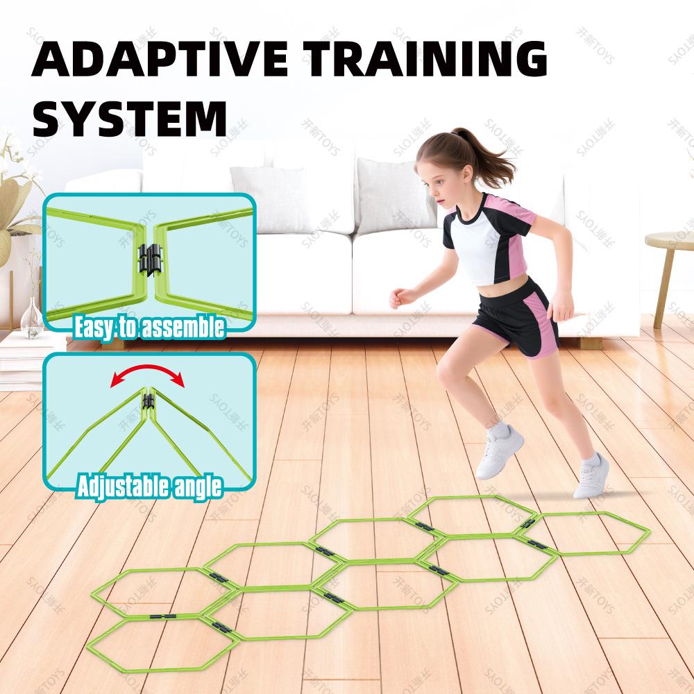 Hexagon Agility Rings Toy Set for Kids Outdoor Fitness Training Equipment Soccer Footwork Trainer 6-Pack