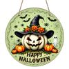 2D Flat, 1pc Retro Bohemian Style Aluminum Halloween Wall Decor Plaque - Round Witch Hat, Bat, Pumpkin And Metal Sign with "Happy Halloween" Quote