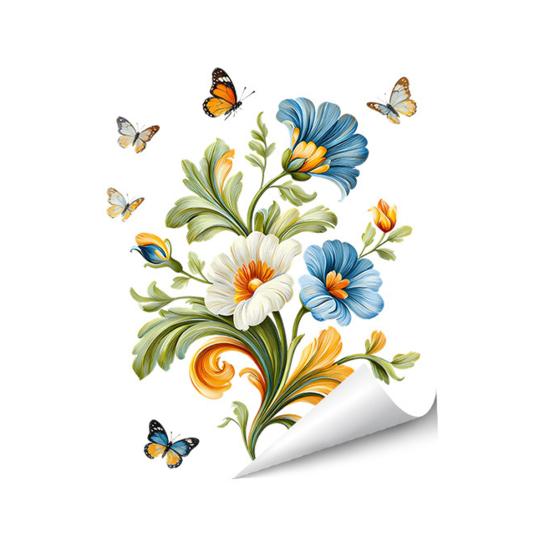 Flower Wall Stickers Peel And Stick Self-Adhesive Floral Decal for Walls Cabinets Refrigerators Bedroom Bathroom Kitchen Decor