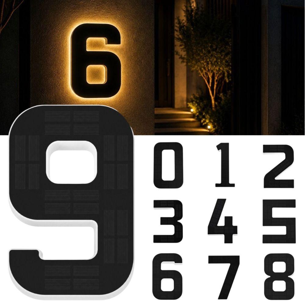 Highlighting Solar Lighted House Numbers Light 11inch Solar Digital Doorplate Yard