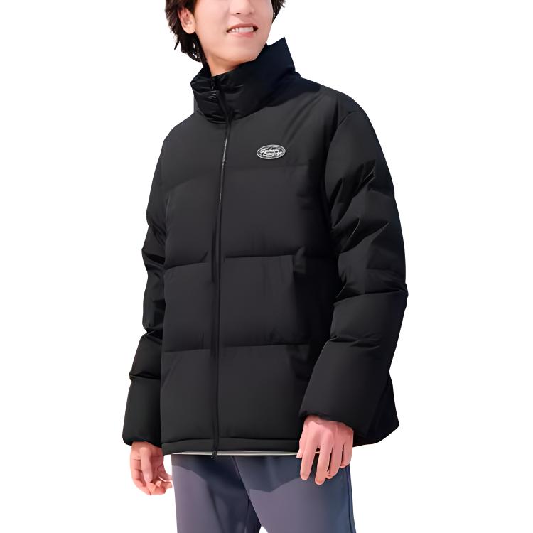Skechers Letter Print Stand Collar Short Sleeve Cotton Jacket Unisex Jacket Carbon-Black L423U101-0018
