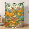1 Flannel Throw Blanket Dinosaur World Happy Scene 2 Shawl Blanket Nap Blanket Sofa Blanket Lightweight Soft Comfortable and Warm