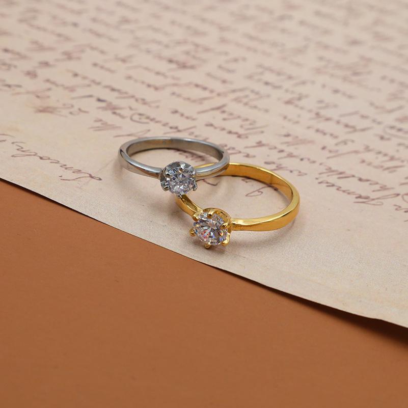 French Single Diamond Popular Simple Niche Ring Stone Ring 14K Wedding Ring Women