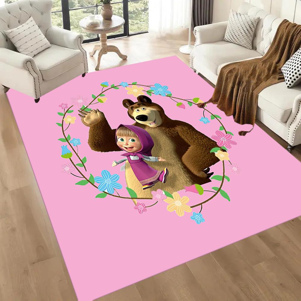 Masha Bear Area Rug Design for Game Room Dormitory Outdoor Hallway Antislip Carpet Anime Office Decor Birthday/Christmas Gift