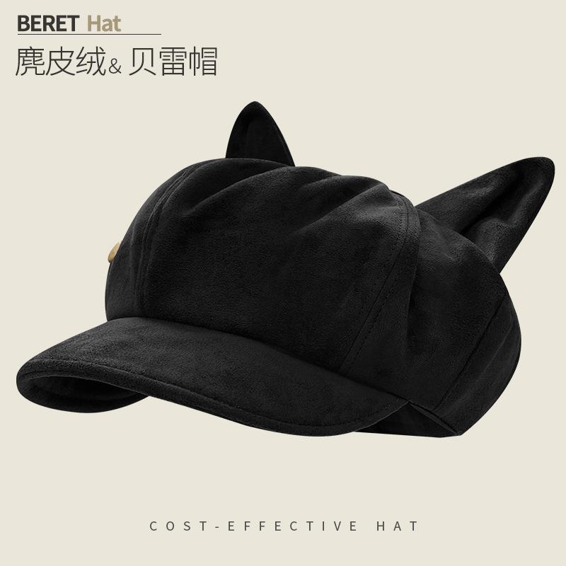 Retro Versatile Woolen Beret Showing Face Ducktongue Octagonal Hat Children'S Warm Windproof Newsboy Hat