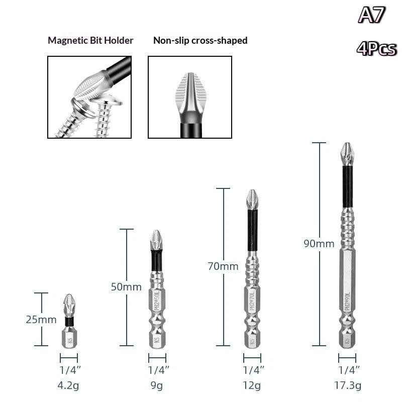 K5 Strong Magnetic Screwdriver High Hardness Bits Set Anti-Slip S2 Standard Non-Slip Cross Head Electric Screwdriver Set