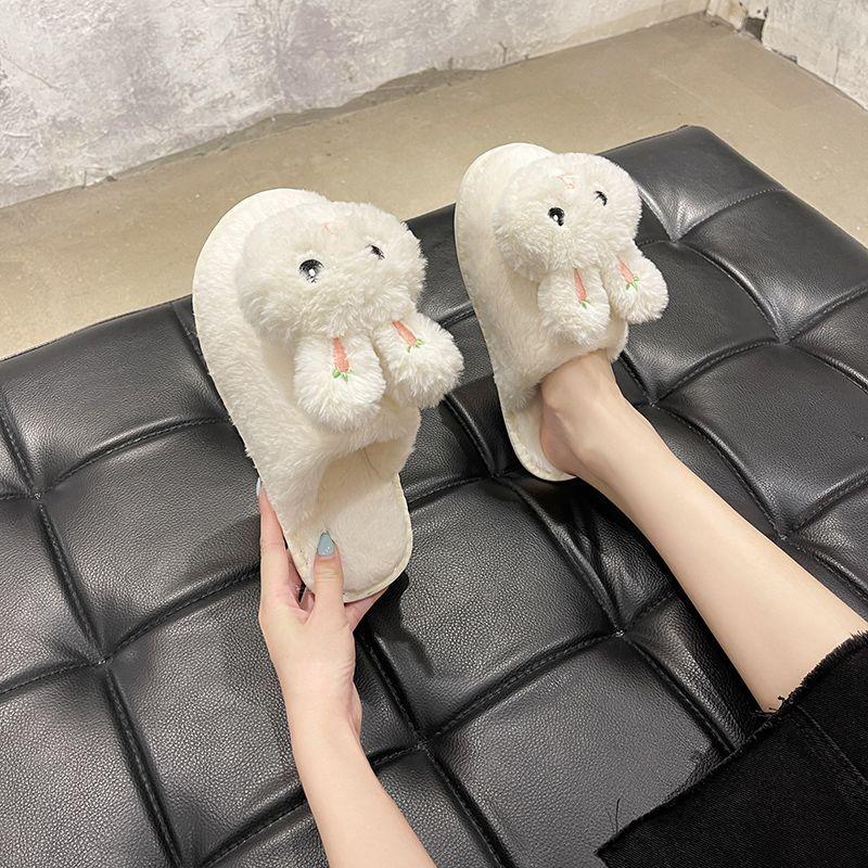 Indoor home non-slip warm plush cotton slippers casual wear soft bottom plush slippers women 2025 autumn and winter