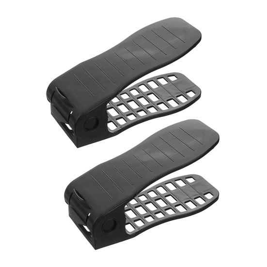 2Pcs Double Layer Shoe Tray Storage Holder Height Adjustable Anti-Slip Design Strong Load-bearing High Heels Shoe Organizers