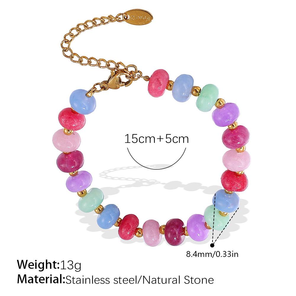 Fashion Color Natural Stone Abacus Bead Bracelet Light Luxury Versatile Personality Bracelet Earrings Jewelry Women