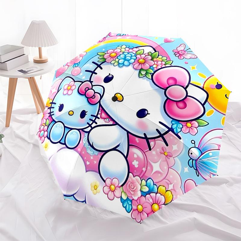 1pc Hello Kitty umbrella automatic open/close, 8-Rib Durable Frame, Compact Folding Design, Ideal Birthday/Holiday Gift 1131A