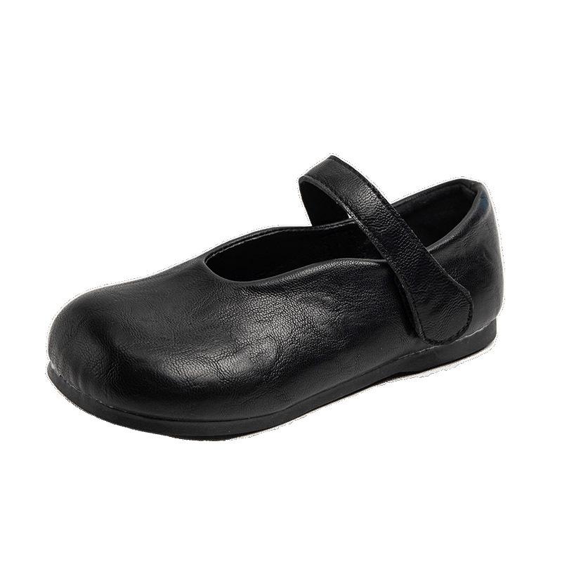 Classmate 2025 Spring and Autumn New Korean Edition Girls Middle School and Older Children Round Head Leather Shoes Girls Versatile Princess Shoes Tid