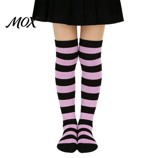 Comic-Ausstellung Outfit Accessoires Gestreifte Oberschenkelhohe Socken für Damen Mädchen, Über dem Knie Strümpfe, Mode Festlich Winter Strumpfwaren Weich Dehnbar