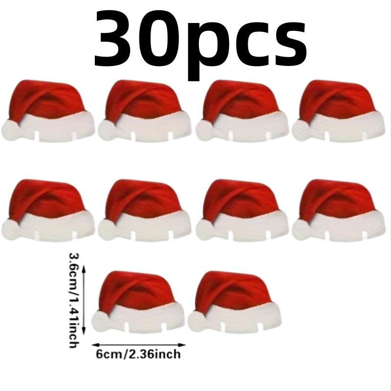 30pcs Christmas Cup Card Wine Glass Santa Hat Decoration Cards Champagne Glass Paper Labels New Year Dinner Table Ornaments