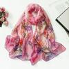 Seidenschals Damen Chiffon Wickeltücher Schals Dünner Hijab Schal Für Damen Blumendruck Bandana Kopftücher Sonnenschutz Langer Halsscarf