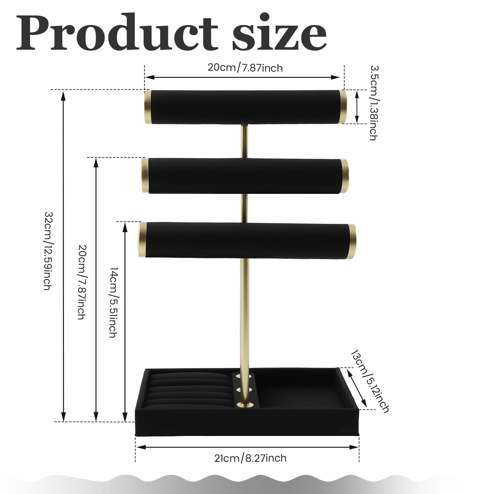 

3 Layers Velvet Jewelry Display Detachable Necklace Holder with Tray Large Capacity Bracelet Organizer for Retail Store Home чёрный