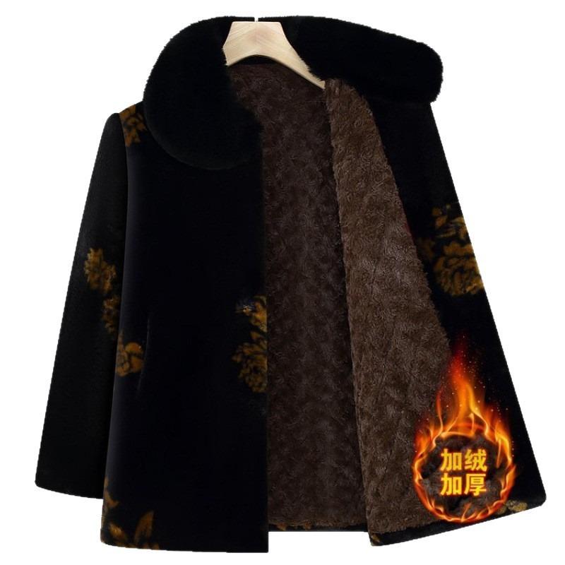 Grandma winter velvet cotton-padded coat new old man mother clothes thickened old lady woolen coat