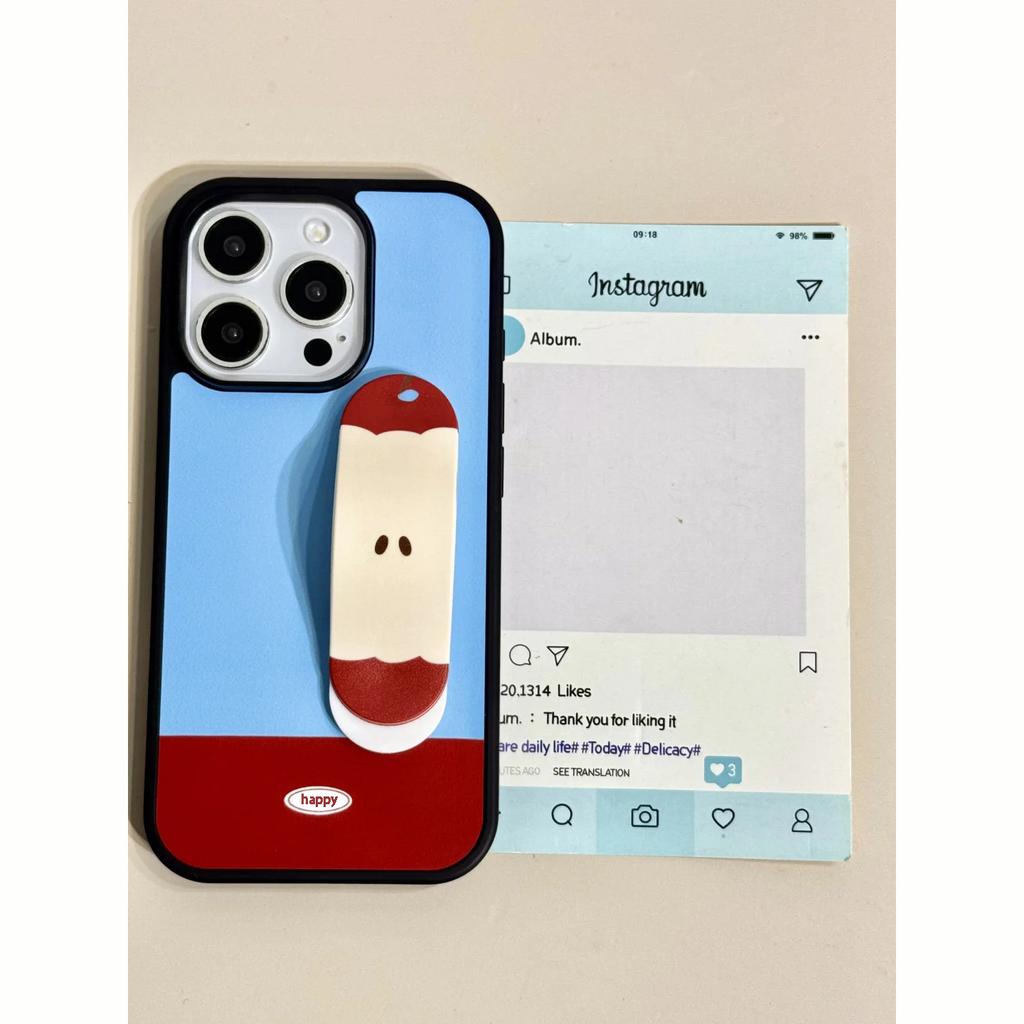 Creative Apple Core Band-Aid Holder, suitable for iPhone17Pro mobile phone case 15/16 simple 13 large holes 14 sets