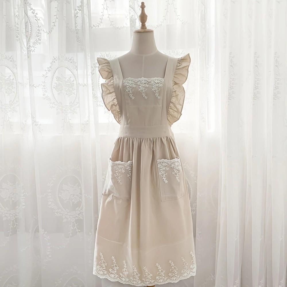 1PCS Pure Cotton Apron for Home Use Floral Design Japanese Style Gardening Coverall Princess Women Full Body Floral Shop Summer