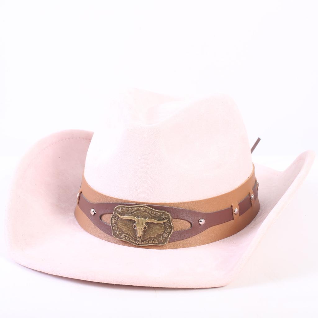 Popular European and American Classic Suede Western Cowboy Hat, Men's and Women's Fashion Big-brimmed Top Hat Shade