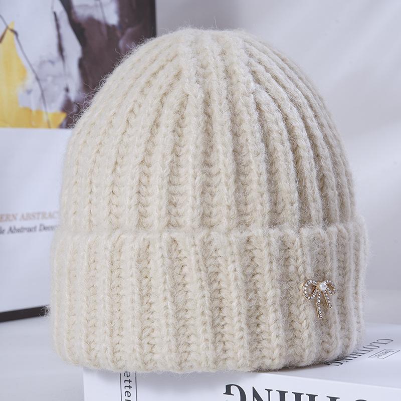 

Шапка Женская Новая Зимняя Теплая Вязаная Шапка Ветрозащита Защита Ушей Шерстяная Шапка бежевый