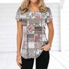 Summer Round Neck 3D Floral Patchwork Print T-shirts Fashionable Casual Short Sleeved Women's T-shirts