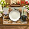 4/6pcs Rectangular Placemats - 12X18 Inch Cartoon Yorkshire Terrier Table Mats with 2D Element Design