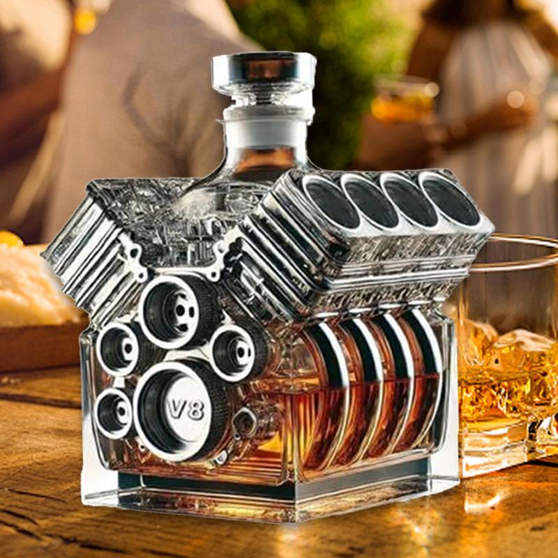V8 Weinflaschen-Motorenform Schnaps-Alkohol-Karaffen Whiskyflasche Karaffe Barzubehör für Tequila Bourbon