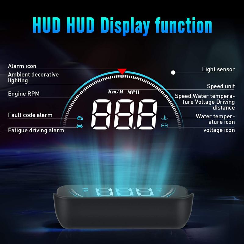 M8 Car HUD Head Up Display OBD2 Overspeed Warning Auto Electronic Water Temperature LED Digital Projector Windshield