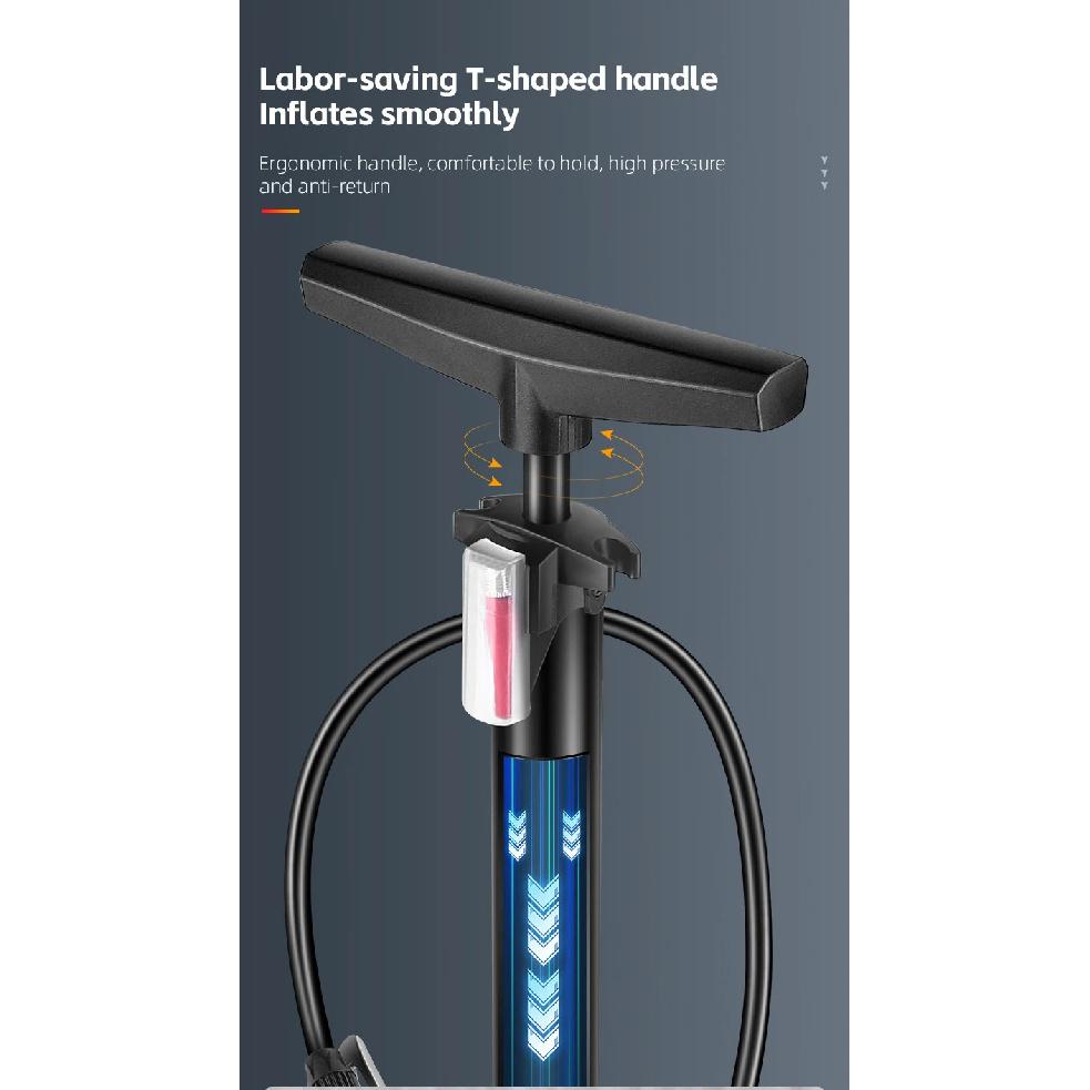WEST BIKING Portable Bicycle Pump High Pressure Cycling Ball Inflator Standing Bike Hand Motorcycle Bike Tire Fill Pump Air Pump