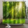 Tropical Forest Shower Curtain Natural Scenery Waterproof Trees Moss Bathroom Partition Screen Bath Curtain Polyester With Hooks