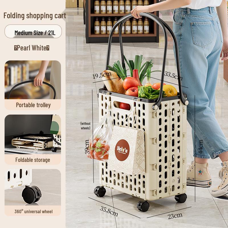 Foldable Multi-Functional Handcart: Compact Trailer for Shopping, Vegetables, and Express Pickups