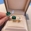 Jewelry Popular Simulation Emerald, Opening Adjustment Main Stone White 8 * 12 Green 9 * 12